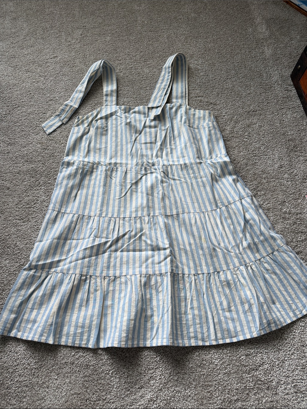 Sezane Blue and White Striped Sundress